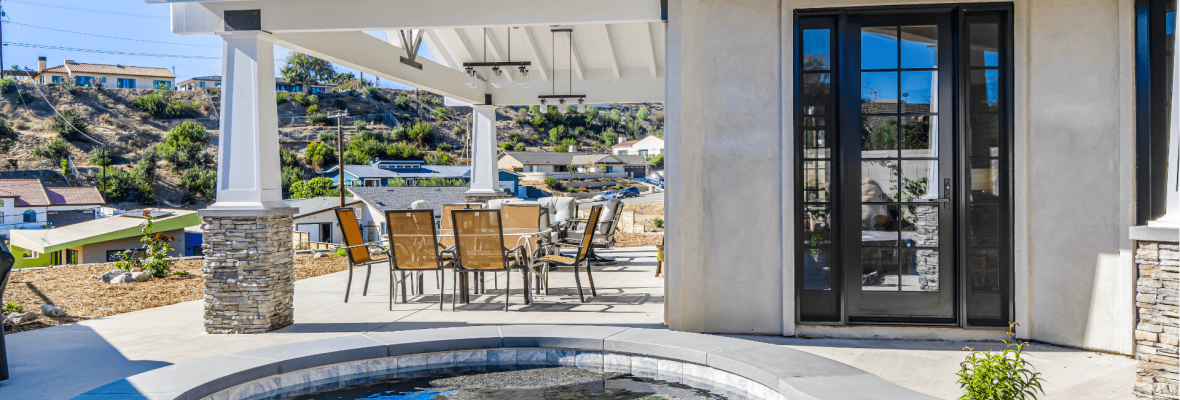 Backyard and pool area of a house constructed by RG Winter.