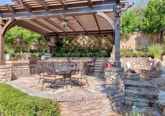 Backyard patio area