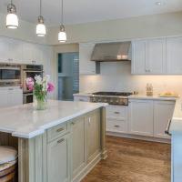 Kitchen island with wood floor